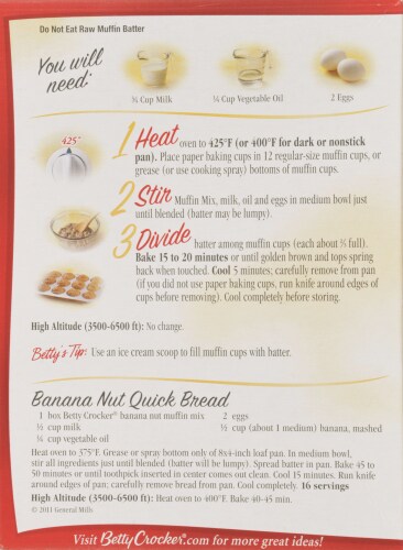 Betty Crocker Banana Nut with Real Walnuts Muffin Mix Perspective: back
