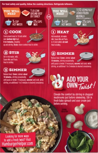 Hamburger Helper™ Deluxe Beef Stroganoff Pasta & Sauce Mix Perspective: back