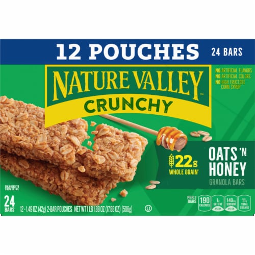 Nature Valley Whole Grain - Oats 'n Honey Crunchy Granola Bars Sweet Salty Bulk Lunch Box Snacks Perspective: back