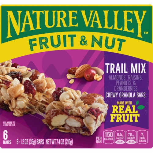 Nature Valley Whole Grain - Trail Mix Chewy Fruit and Nut Granola Bars Sweet Salty Lunch Box Snacks Perspective: back