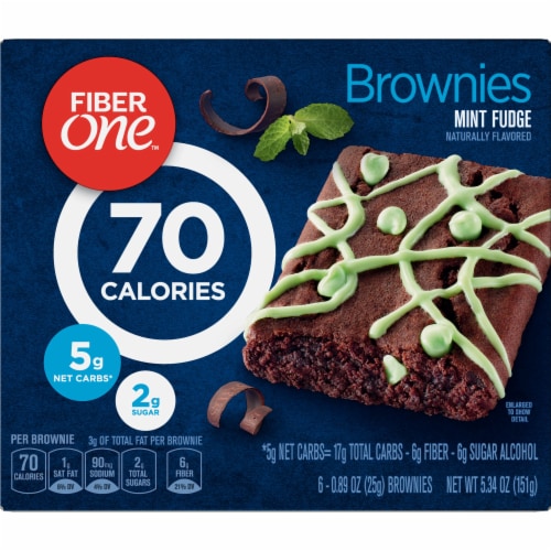 Fiber One 70 Calorie Mint Fudge Brownies 6 Count Perspective: back