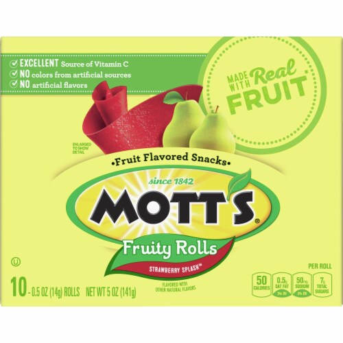 Mott's Strawberry Splash Fruity Rolls Fruit Flavored Snacks Perspective: back