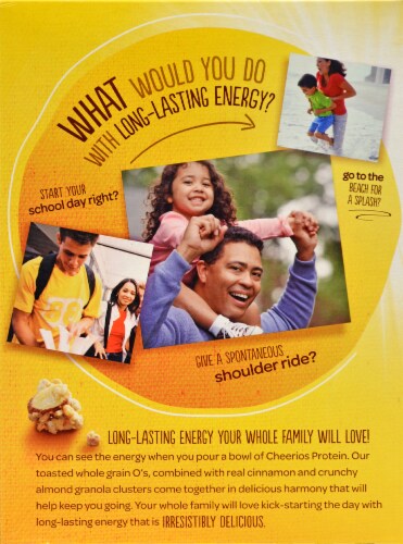 Cheerios Protein Cinnamon Almond Sweetened Whole Grain Corn and Oat Cereal Perspective: back