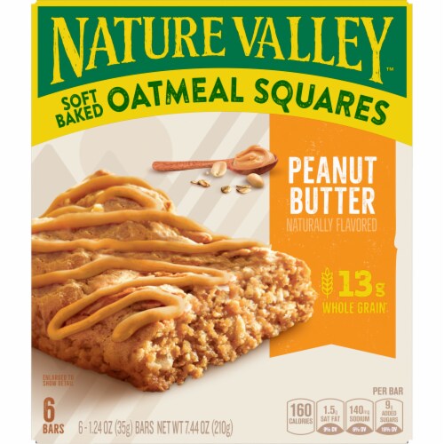 Nature Valley Whole Grain Peanut Butter Soft Baked Oatmeal Squares Breakfast Snacks Perspective: back