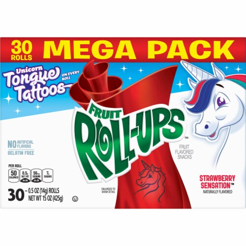 Fruit RollUps Strawberry Sensation Fruit Flavored Snacks Mega Pack, 30