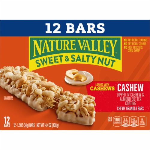 Nature Valley Whole Grain - Cashew Sweet and Salty Nut Chewy Granola Bars Lunch Box Snacks Perspective: back