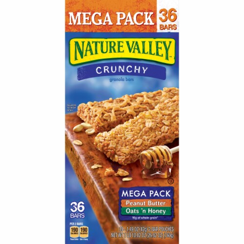 Nature Valley Crunchy Oats 'n Honey & Peanut Butter Granola Bars Mega Pack Perspective: back