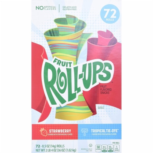 Strawberry and Tropical Tie-Dye Fruit Roll-Ups (72 Count) Perspective: back