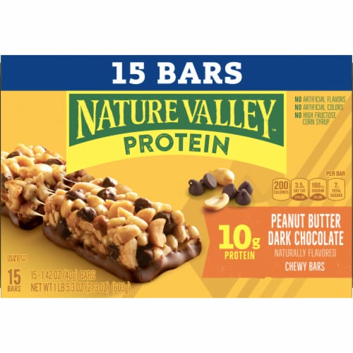 Nature Valley Chewy Protein Peanut Butter Dark Chocolate Granola Bars Perspective: back