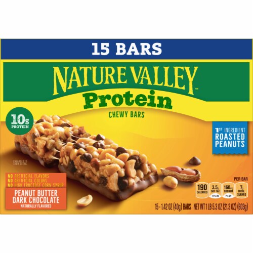 Nature Valley Chewy Protein Peanut Butter Dark Chocolate Granola Bars Perspective: back