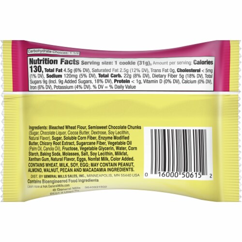 Fiber One Chocolate Chunk Soft Baked Cookie Perspective: back