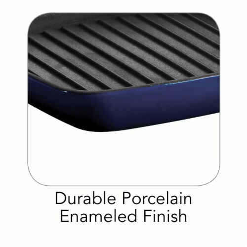 Tramontina Gourmet Cast Iron Grill Pan - Gradated Cobalt Perspective: back