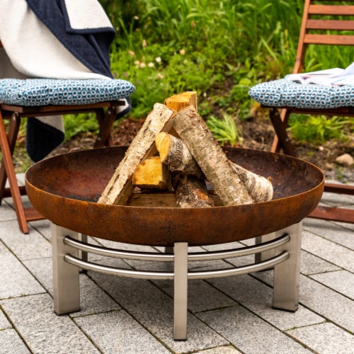 Curonian 79Jura Jura Stainless Steel & Wood Burning Fire Pit Perspective: back