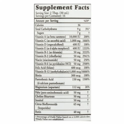 VITAMINS,LIQUID,HI-POTNCY Perspective: back