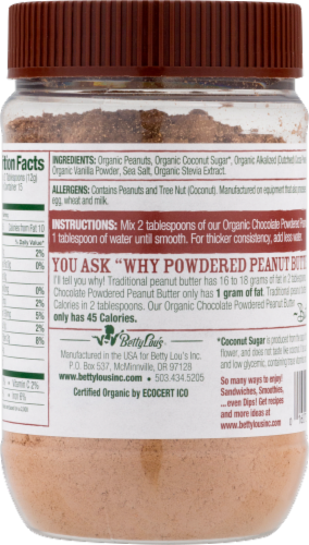 Just Great Stuff Organic Chocolate Powdered Peanut Butter Perspective: back
