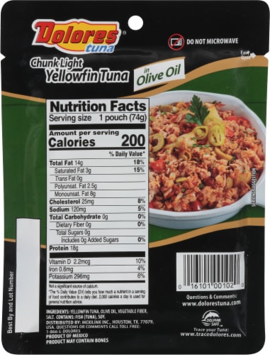 Dolores® Chunk Light Yellowfin Tuna in Olive Oil Perspective: back