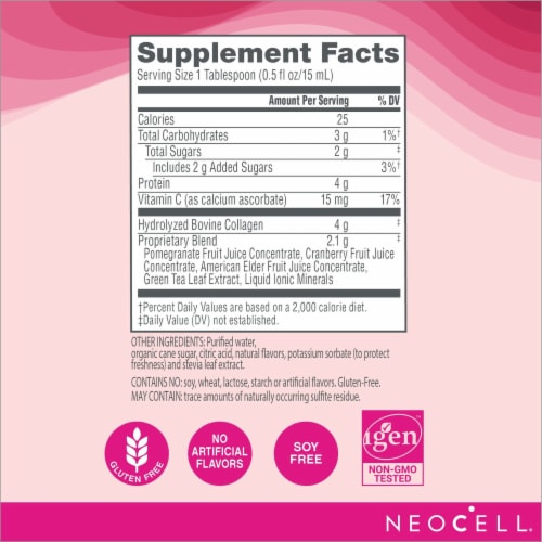NeoCell Collagen Plus Vitamin C Pomegranate Liquid Perspective: back