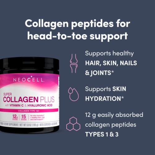 NeoCell Super Collagen Plus With Vitamin C and Hyaluronic Acid Unflavored Collagen Powder Perspective: back
