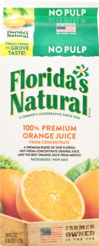 Florida's Natural No Pulp Orange Juice Perspective: back