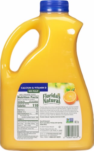 Florida's Natural No Pulp Calcium Orange Juice Perspective: back