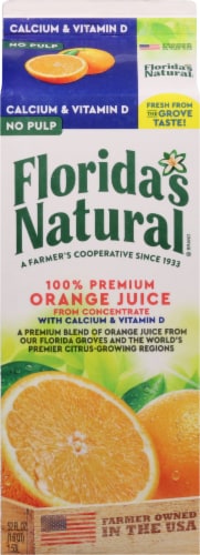 Florida's Natural No Pulp Calcium & Vitamin D Orange Juice Perspective: back