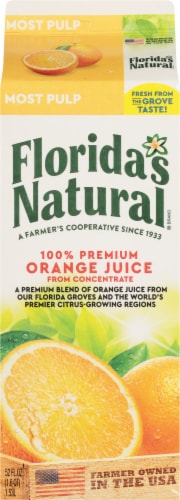 Florida's Natural Most Pulp 100% Premium Orange Juice Perspective: back