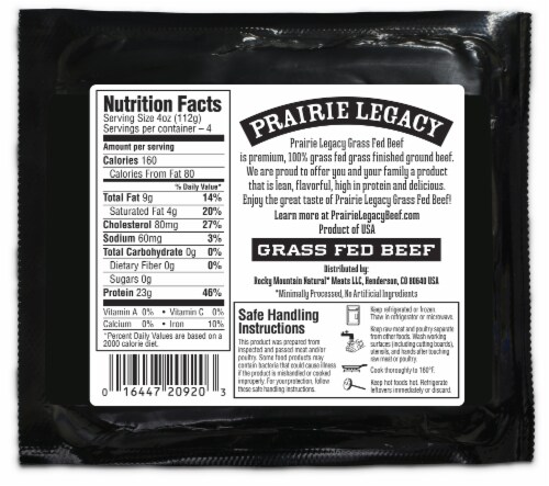 Prairie Legacy 92/8 Grass Fed Ground Beef Perspective: back