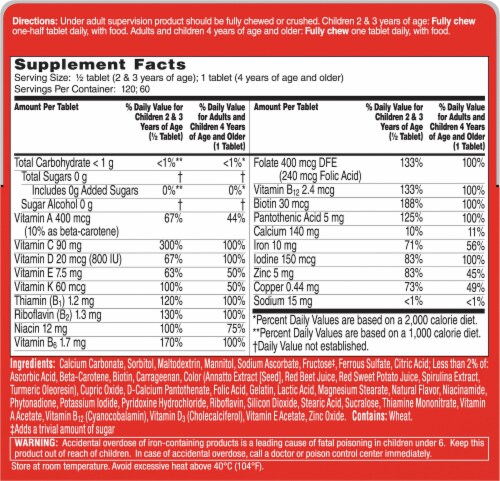 Flintstones™ Complete Kids Multivitamins Chewable Tablets Perspective: back