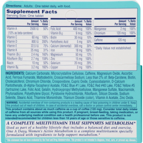 One A Day Women's Active Metabolism Multivitamin/Multimineral Supplement Perspective: back