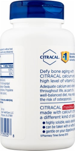 Citracal® Maximum Calcium Citrate Plus D3 Coated Caplets Perspective: back