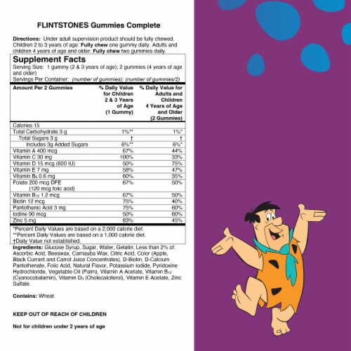 Flintstones™ Complete Kids Multivitamin Gummies Perspective: back