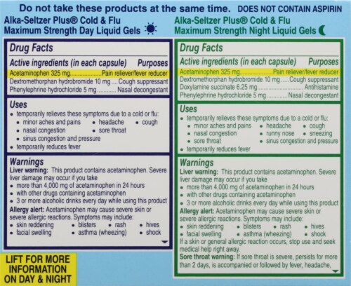 Alka-Seltzer Plus® Day & Night Cold & Flu Liquid Gels Perspective: back