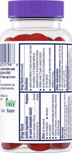Alka-Seltzer® Heartburn+Gas Relief Chews Tropical Punch Chewable Tablets Perspective: back