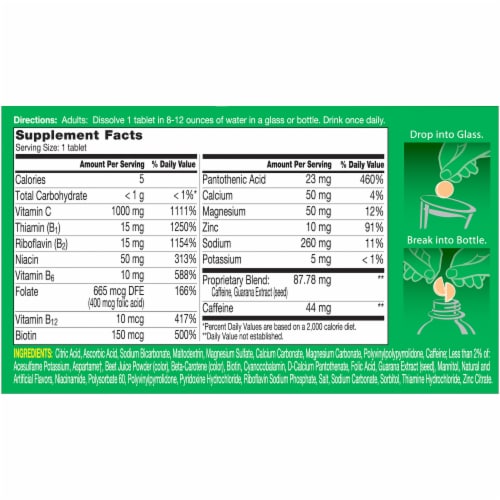 Berocca® Orange Flavor Effervescent Tablets Perspective: back