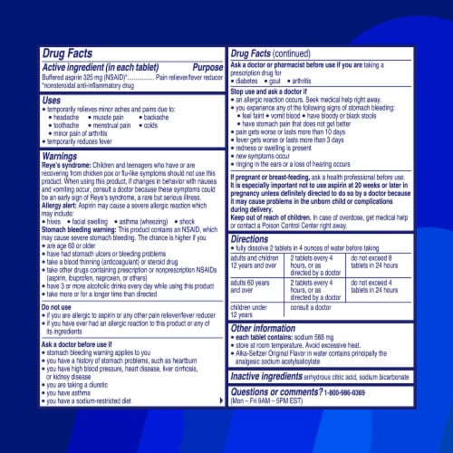 Alka-Seltzer® Original Effervescent Tablets Perspective: back