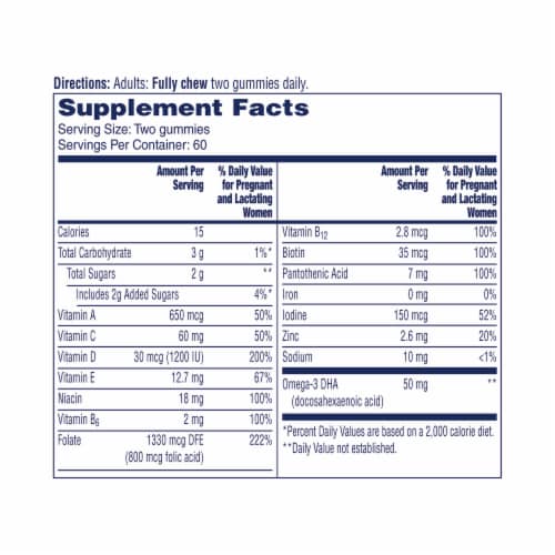 One A Day® Women's Multivitamin / Multimineral Supplement Prenatal Gummies Perspective: back