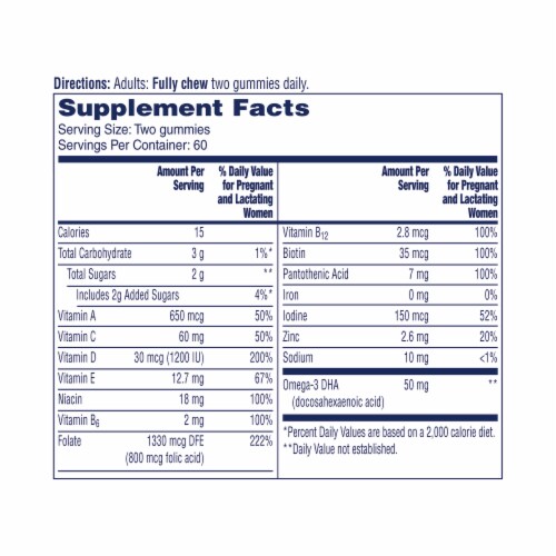 One A Day® Women's Multivitamin / Multimineral Supplement Prenatal Gummies Perspective: back
