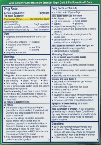 Alka-Seltzer® Plus Cold & Flu PM PowerMax™ Gels Perspective: back