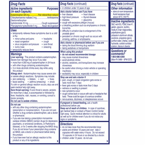 Alka-Seltzer Plus® PowerMax® Cold & Cough Medicine Liquid Gels Perspective: back