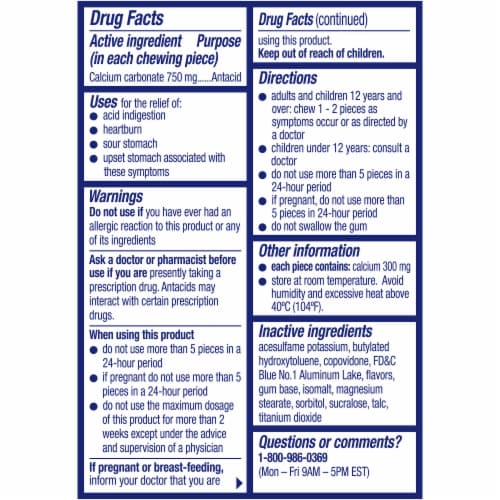 Alka-Seltzer® Cool Mint Extra Strength Cool Action Heartburn Relief Gum Perspective: back