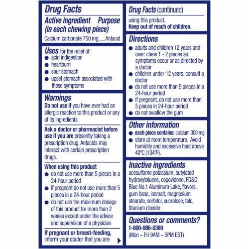 Alka-Seltzer® Cool Mint Extra Strength Cool Action Heartburn Relief Gum Perspective: back