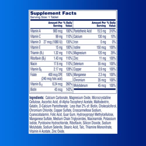 One A Day® Men's Complete Multivitamin Tablets Perspective: back