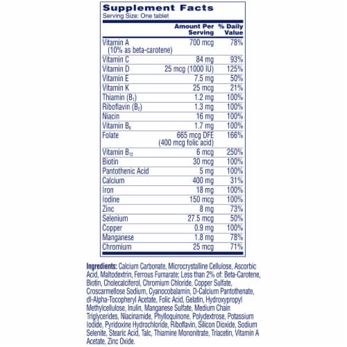 One A Day® Women's Complete Multivitamin Tablets Perspective: back