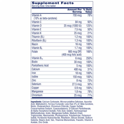 One A Day® Women’s Complete Multivitamin Tablets Perspective: back