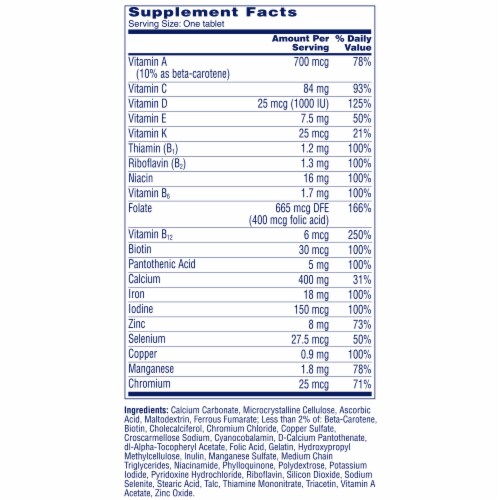 One A Day® Women’s Complete Multivitamin Tablets Perspective: back