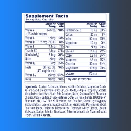 One A Day® Men’s 50+ Complete Multivitamin Tablets Perspective: back