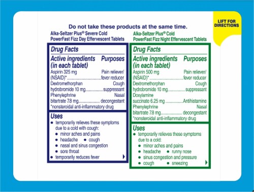 Alka-Seltzer Plus® Lemon & Citrus Cold Day and Night Tablets Perspective: back