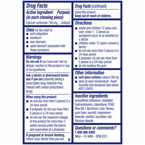 Alka-Seltzer Peppermint Extra Strength Heartburn Relief Gum Perspective: back