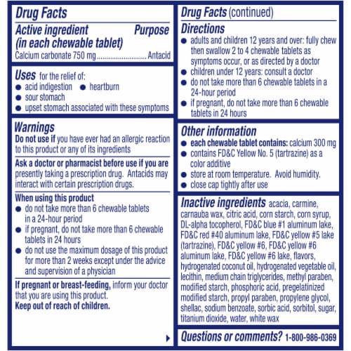 Alka-Seltzer® Assorted Fruit Flavored Extra Strength Heartburn Relief Chewable Tablets Perspective: back