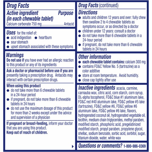 Alka-Seltzer® Extra Strength Heartburn ReliefChews® Assorted Fruit Chewable Antacid Tablets Perspective: back